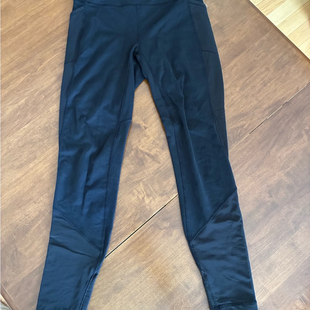 Lululemon Black Mesh Leggings Womens Size 8 Mesh Stretch With Pockets